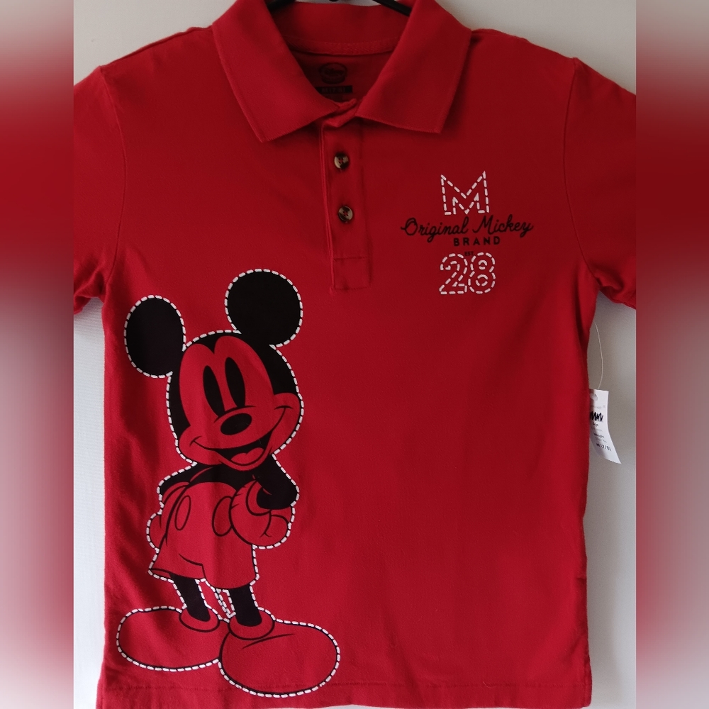 Disney Red Polo Shirt with Black Mickey Graphic - Picture 3 of 9